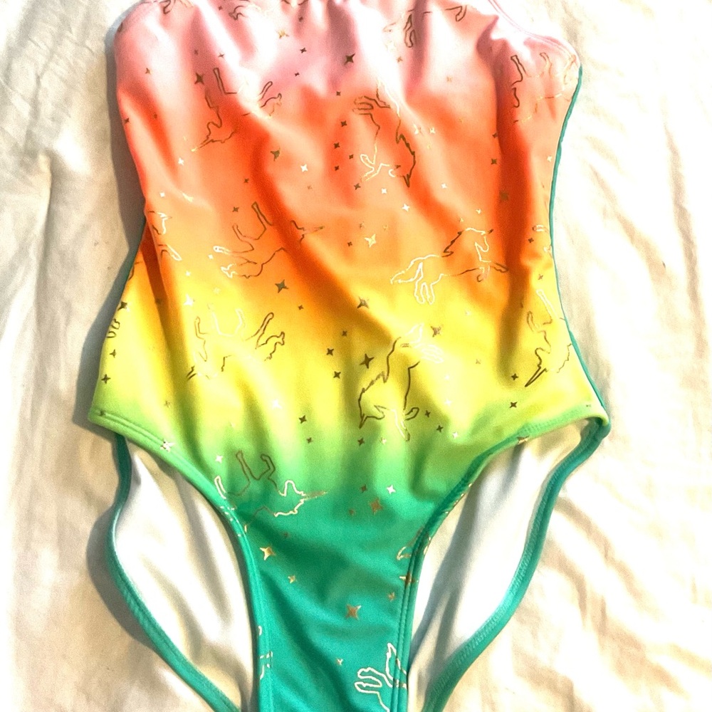 Unicorn Ombre One-Piece Swimsuit Sz. 14-16
